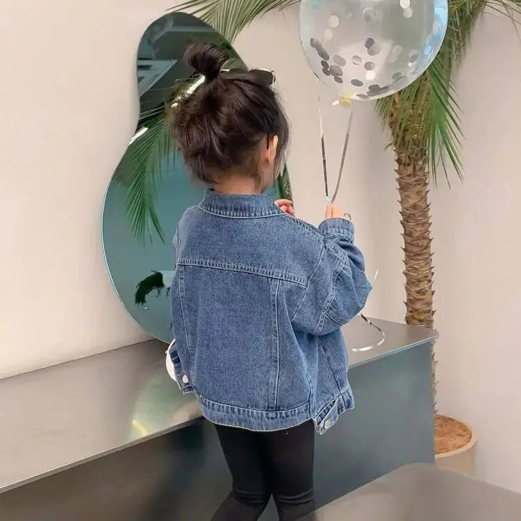 Girl Denim Jacket Spring and Autumn Children's Casual Jeans Clothes Little Girl Baby Denim Coat