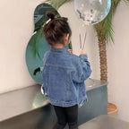 Girl Denim Jacket Spring and Autumn Children's Casual Jeans Clothes Little Girl Baby Denim Coat