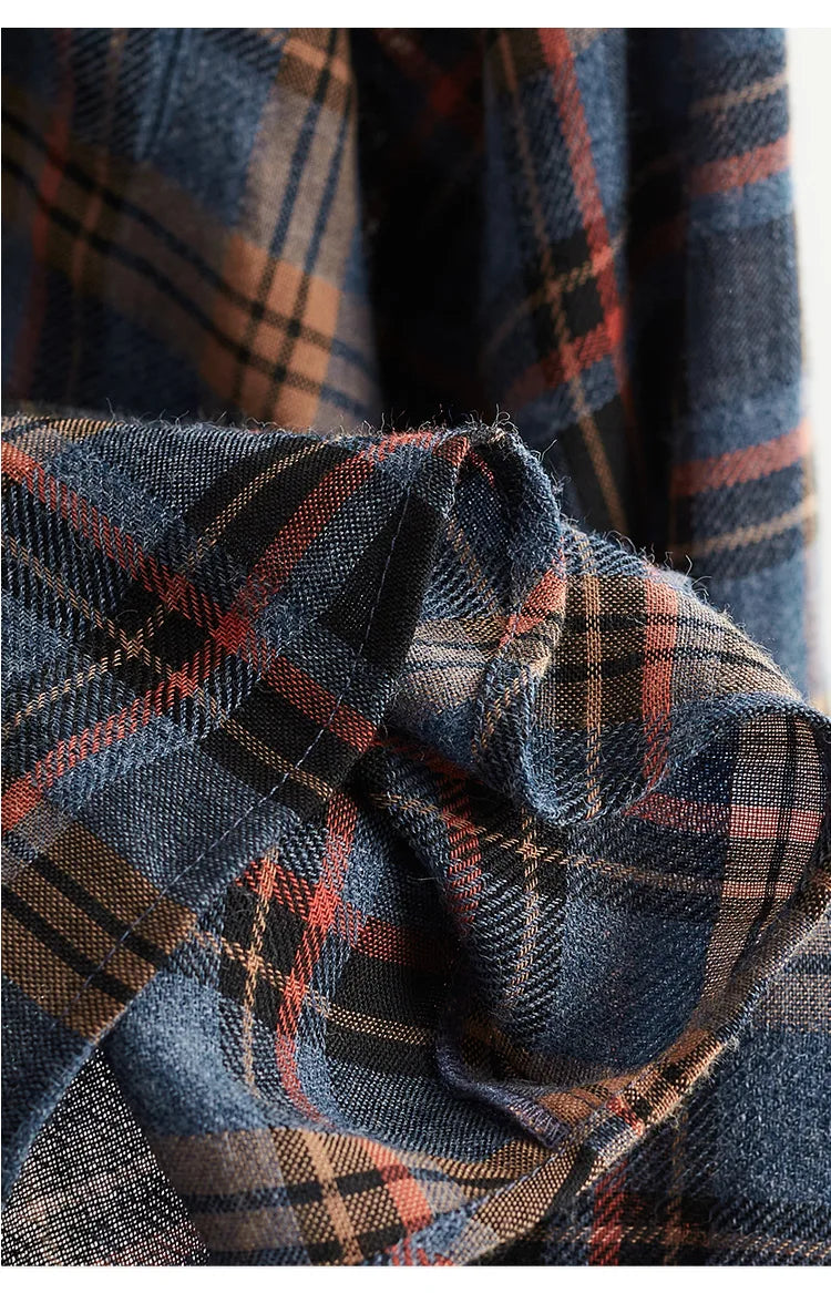 High-Quality Custom-Made Fabrics, Very Limited Quantity ~ Women's Plaid Long-Sleeve Shirt with Polo Collar, Casual Slim-Fit Loose Top, New Autumn 2025 Model