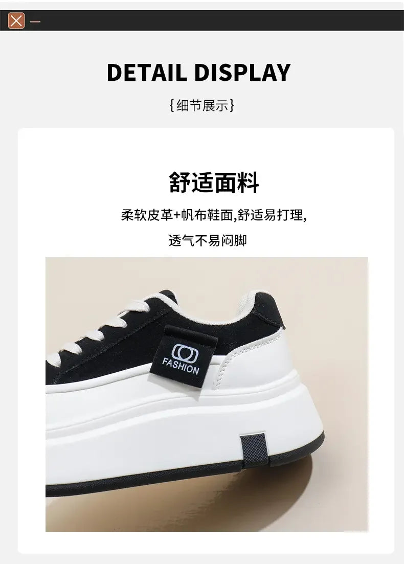 Shoes for Women Autumn Trend New Woman Flats Shoes Chunky Lace-up Soft-sole Casual Sneakers Female Vulcanized Shoe Walking Shoe
