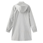 Spring Autumn Women's Solid Color Long Sleeve Lightweight Trench Coat with Detachable Hood Water-Repellent Windbreaker
