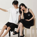 Summer Pyjamas Men Knited Cotton Pajamas Set Korean Sweet Pijamas Ladies Sexy Sleepwear Home Clothing For Youth Boy Girl