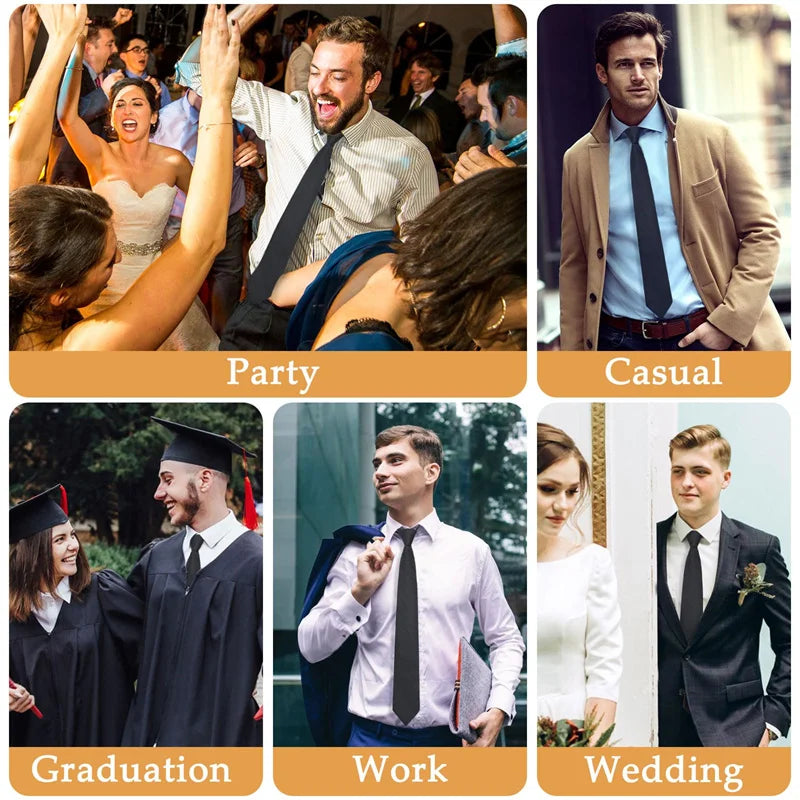 Tie For Men Formal Skinny Size Neckties Classic Men's Solid Colorful Wedding Ties Pre-tied Groom Gentleman Gift Party