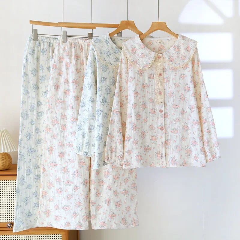 Pajamas for Women Spring and Autumn Sweet Cartoon Printed Cute Home Clothes Round Neck 2025 Long Sleeved Pants Two-piece Set