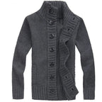 Men Sweater New Autumn Front Button Cardigan Stand Collar Sweaters