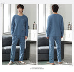 Fashion Lounge Pajamas Sets Men's Spring New Long-sleeved Tops with Trousers Cotton Homewear Comfort Simple Sleepwear Two Pieces
