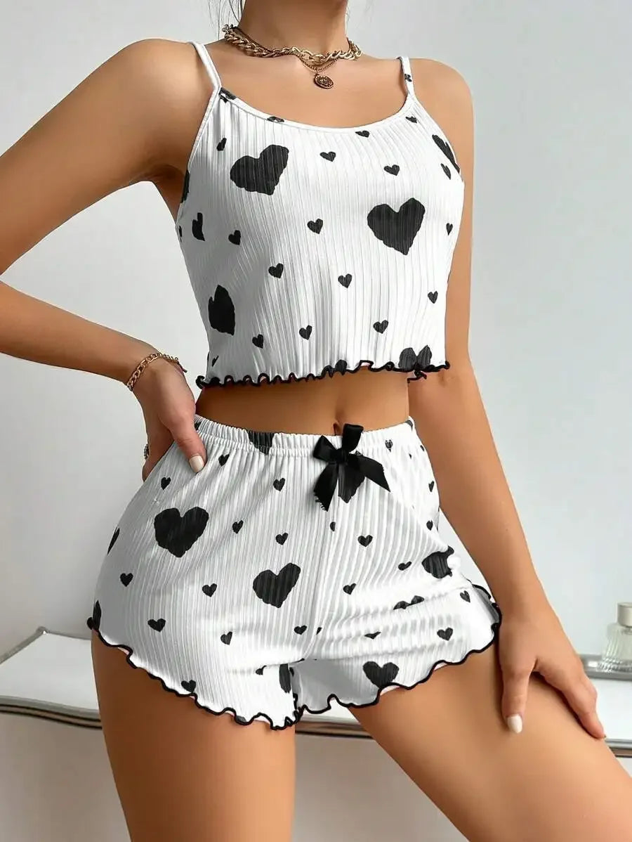 Women's Pajamas Set Sleepwear 2 PCS Short Tank Tops And Short