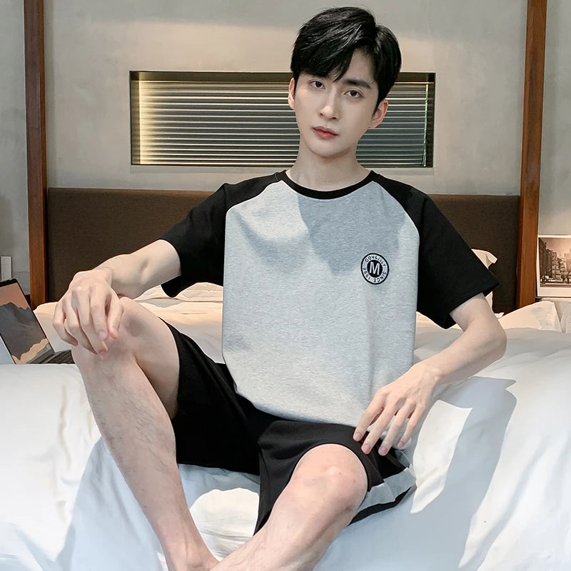 Men Pajamas Short Sleeve Shorts