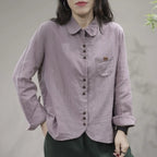 Women's Shirt Spring and Autumn Casual Literary Retro Cotton Fashion Versatile Fashionable Top