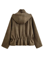 Women's Jackets 2025 Autumn Winter New Fashion Long Sleeves Double-Breasted Hooded Jacket Female High Street Elegant New Coats