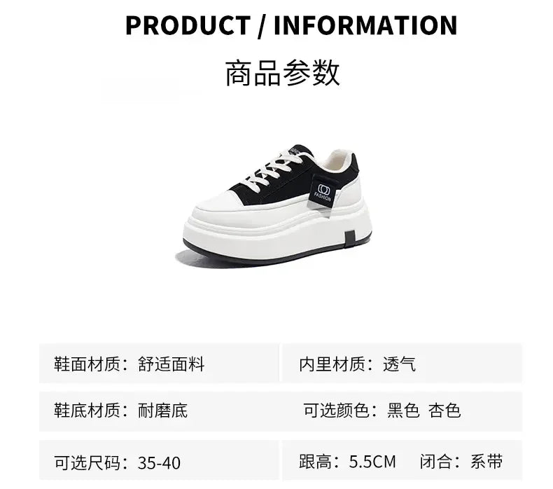 Shoes for Women Autumn Trend New Woman Flats Shoes Chunky Lace-up Soft-sole Casual Sneakers Female Vulcanized Shoe Walking Shoe