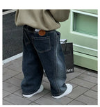 2-12Y Childrens Boys Denim Pants One-piece Fleece Thickened Autumn Winter Casual Kids Baby Boys Pants Toddler Boys Warm Jeans