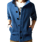 Men Sweater New Autumn Front Button Cardigan Stand Collar Sweaters