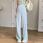 Maternity Clothings Maternity Wide Leg Pregnancy Pants Wear Trousers with Vertical Stripes Clothes for Pregnant Women