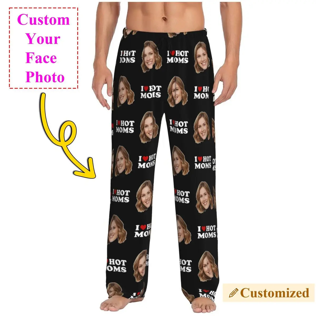 I Love Hot Moms Custom Pajama Pants