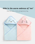Baby Bath Towel Cartoon Animal Newborn Girl Boy Wrap Blanket Absorbent Baby Bathrobe Hooded Coral Fleece Bath Towels 0-12 Months