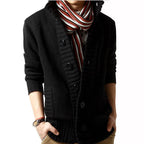 Men Sweater New Autumn Front Button Cardigan Stand Collar Sweaters