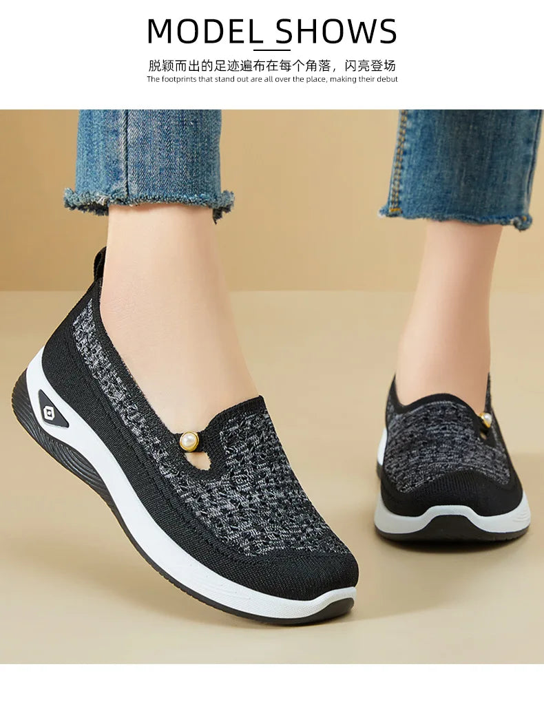 Shoes for women 2025 Spring Autumn hot casual shoes with soft soles lightweight single shoe for women breathable mother shoes
