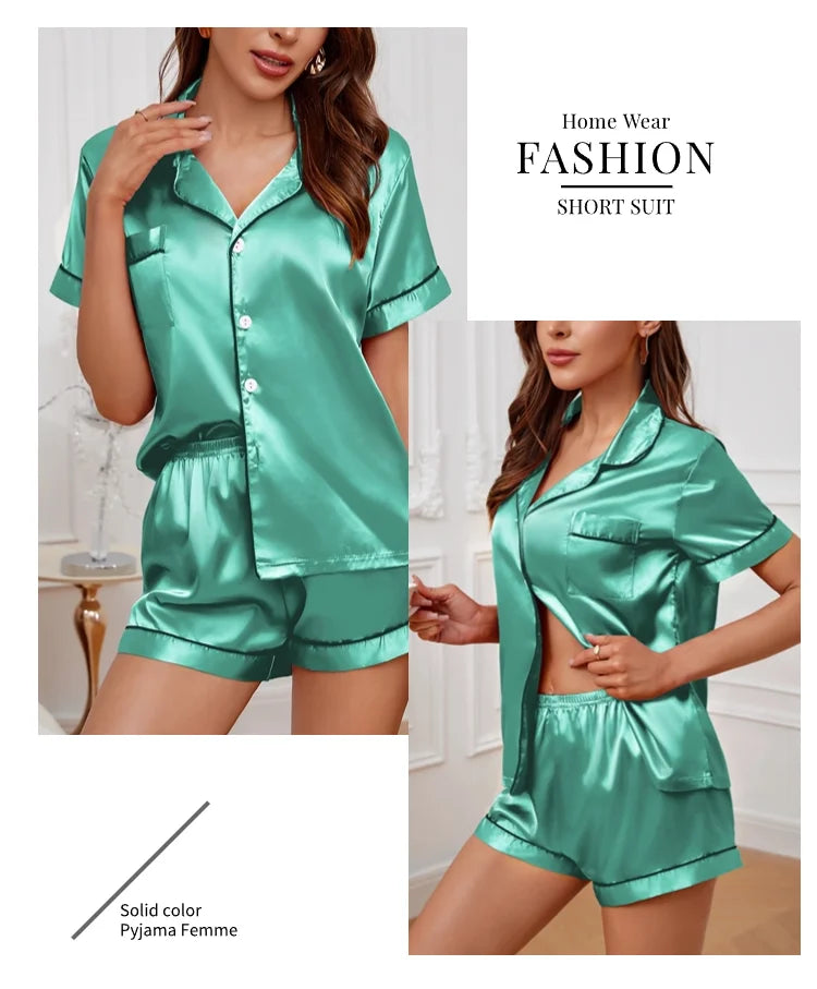 Women's Pajamas Set Satin Sleepwear