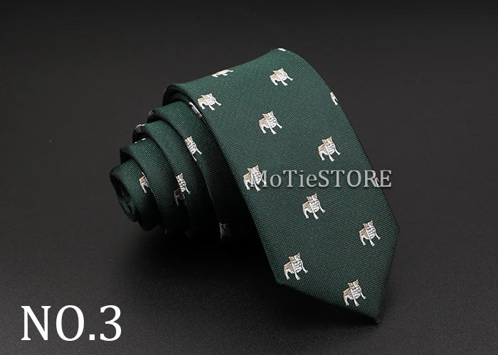 New Design Animal Tie For Men Polyester Woven Necktie Ladybug Dog Dinosaur Shark Jacquard Fashion Party Wedding Gravata Ties