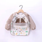 Baby Boys Girls Burp Cloth Banana Bibs for1-3Year Long Sleeve Scarf Waterproof Toddler Art Smock Feeding Bib Apron Pocket Infant