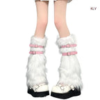 Faux Furs Leg Warmer,Warm Soft Cozy Fuzzy Leg Warmer Boot Cuffs Cover for Women Party Costumes Boot Sleeves Boot Covers
