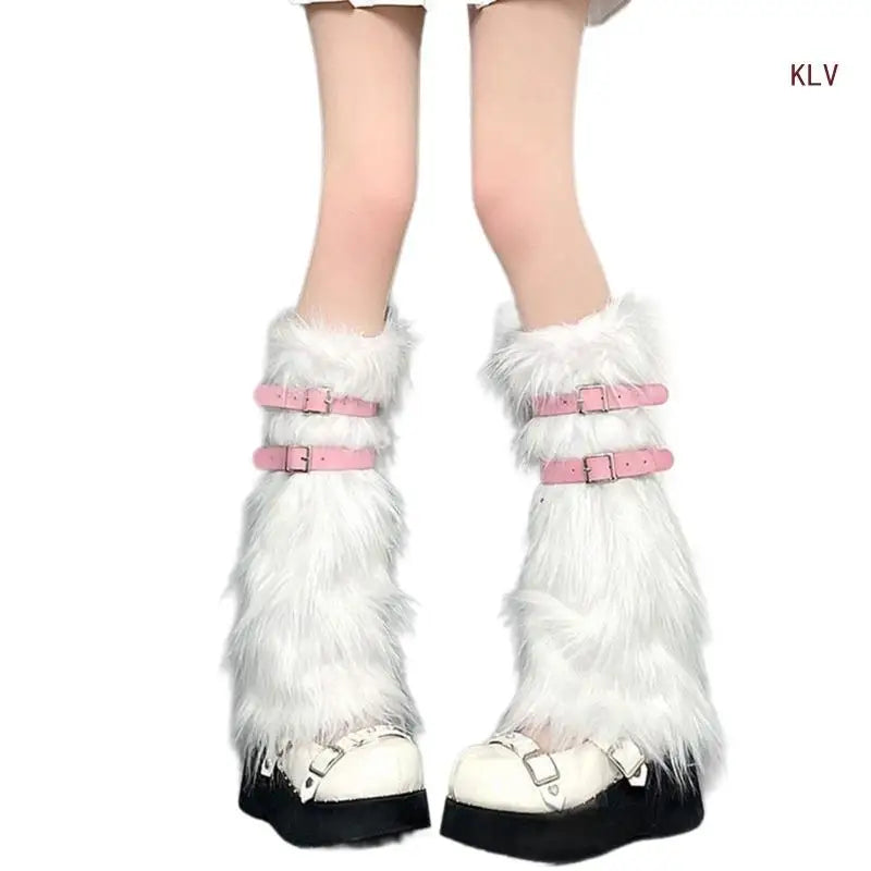 Faux Furs Leg Warmer,Warm Soft Cozy Fuzzy Leg Warmer Boot Cuffs Cover for Women Party Costumes Boot Sleeves Boot Covers