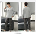 Fashion Lounge Pajamas Sets Men's Spring New Long-sleeved Tops with Trousers Cotton Homewear Comfort Simple Sleepwear Two Pieces