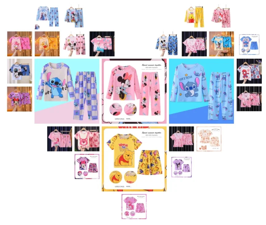 Spring Autumn Long sleeved Kid's suit mermaid cartoon Sleepwear girl clothing Pajama Kid's gift