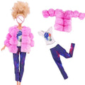 Girl Doll Clothes 3PcsPlush Coat Jacket+ Dress Skirt/ Pants Clothing for 30cm Doll Clothes Doll Accessories Girl`s Toy