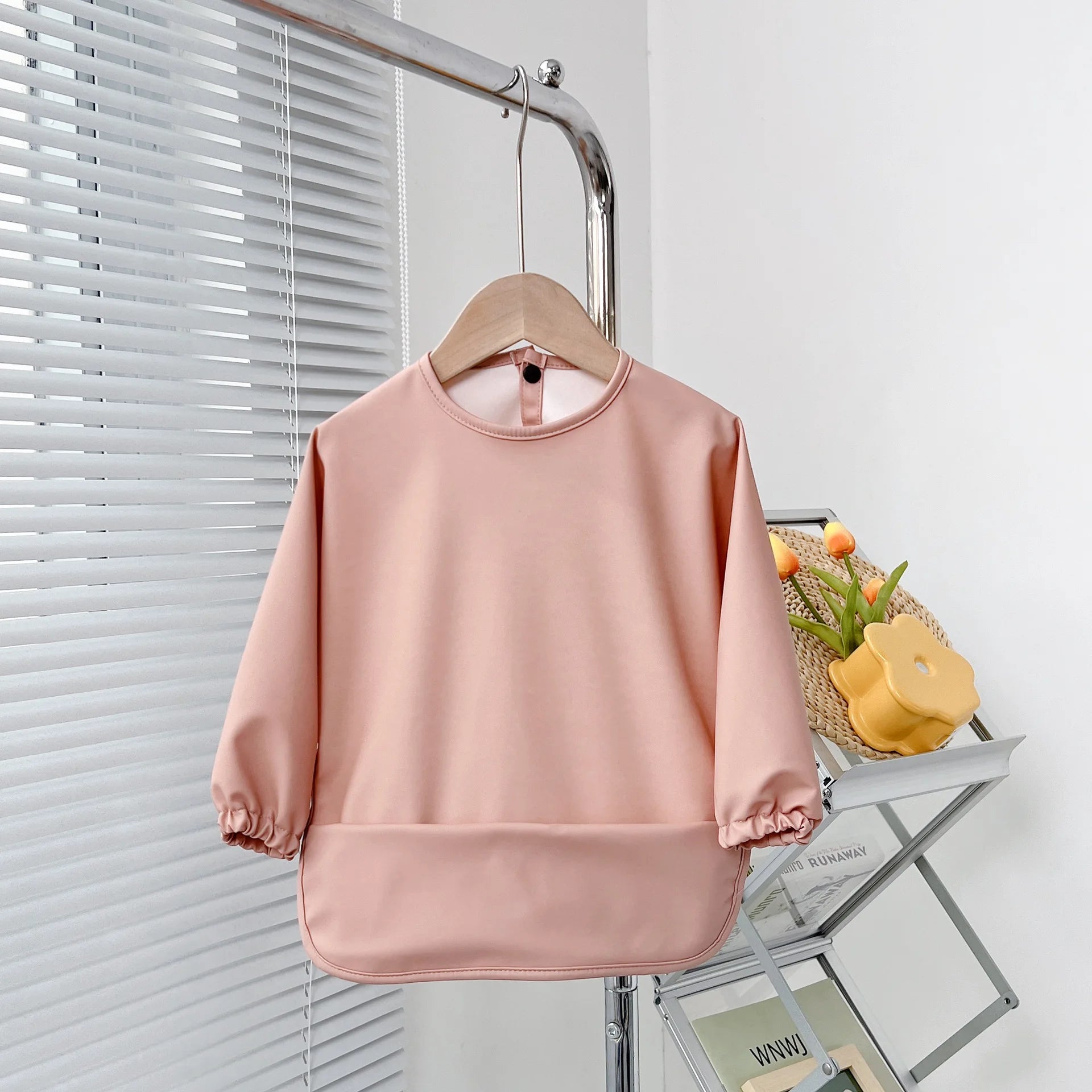 2025New Solid Color Painting Smock Baby's Soft Waterproof Long Sleeve Art Smock Feeding Bib Apron for Kids Accessories