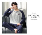 Fashion Lounge Pajamas Sets Men's Spring New Long-sleeved Tops with Trousers Cotton Homewear Comfort Simple Sleepwear Two Pieces