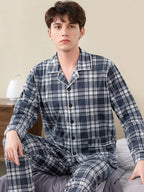 Men's Pajamas Can Be Worn Outside in Spring and Autumn, Cardigan Long-Sleeved New Casual Home Wear Men's Autumn and Winter Suits