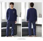 Fashion Lounge Pajamas Sets Men's Spring New Long-sleeved Tops with Trousers Cotton Homewear Comfort Simple Sleepwear Two Pieces