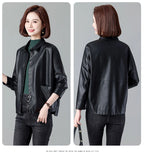 New Women Casual Loose Leather Jacket Spring Autumn Fashion Turn-down Collar Single Breasted Short Leather Motorbike Jacket