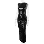 Women's Dress Autumn New PU Leather Skirt Split Long Dress Women's Wear Now