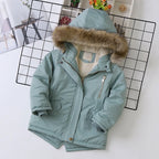 2025 Autumn Winter Girl Jacket Coat Faux Fur Hooded Plus Velvet Thicken Warm Jacket For Girl 4-14 Year Kids Teenager Girl Parka