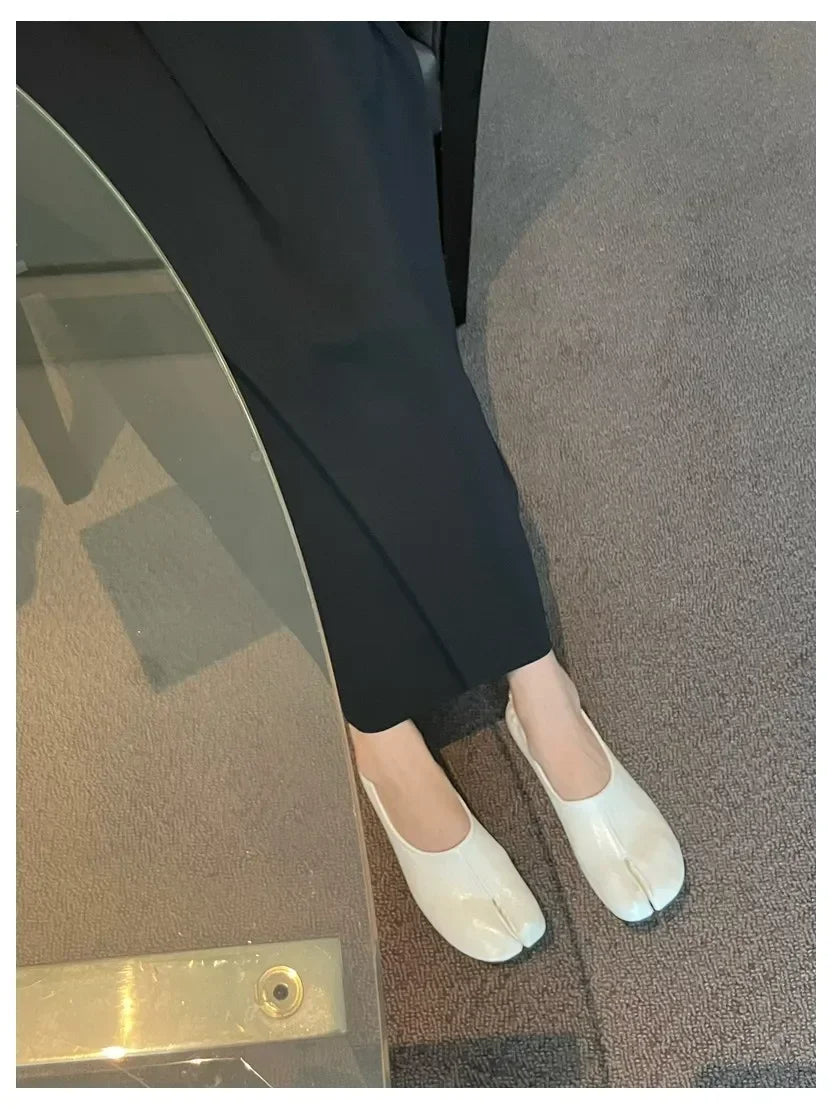 2025 Women Slip on Casual Loafers Chunky Heel Shoe Soft Moccasins Footwear New Fashion Split Toe Shoes Zapatos De Mujer