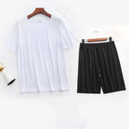 Men Ice Silk Pajamas Solid Shirt & Pants 2Pcs Pijamas Sleep Set Casual Male Home Clothes Summer Pyjamas Sleepwear Nightwear Suit