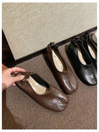 2025 Women Slip on Casual Loafers Chunky Heel Shoe Soft Moccasins Footwear New Fashion Split Toe Shoes Zapatos De Mujer