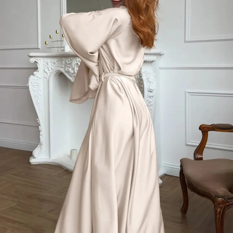 Women Pajamas 3 Piece Set Elegant Long Cardigan Robe + Strapless Tube Top + Shorts Set Loungewear Homewear Household Clothes
