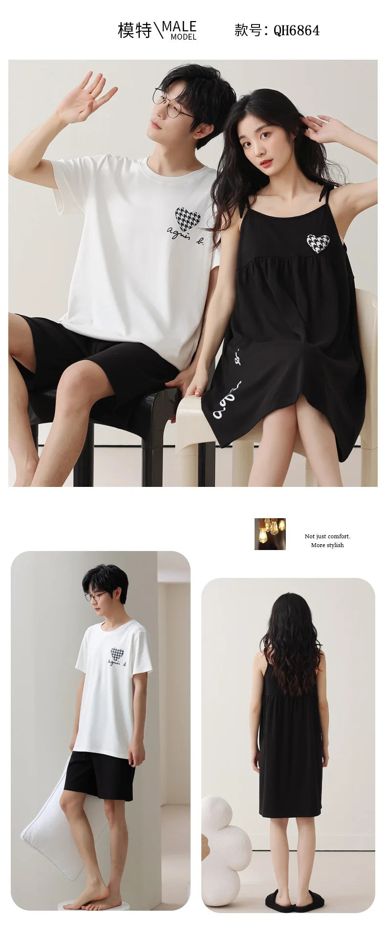 Summer Pyjamas Men Knited Cotton Pajamas Set Korean Sweet Pijamas Ladies Sexy Sleepwear Home Clothing For Youth Boy Girl