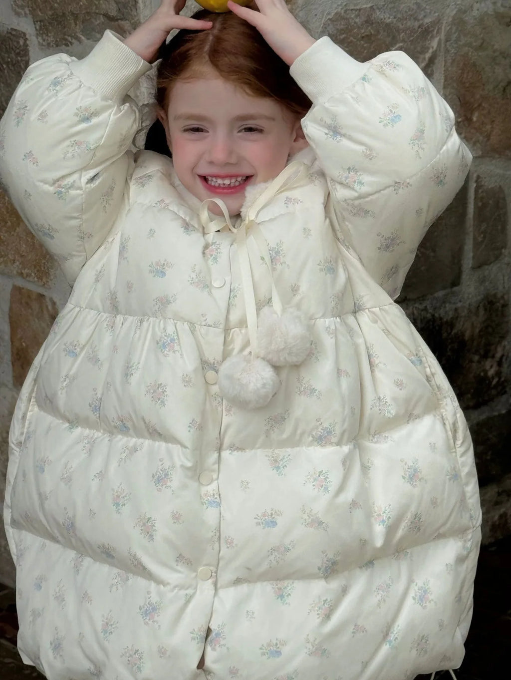 2025 Winter New Down Coat Korean Fashion Princess Floral Print Warm Cotton-padded Outerwear Kids Casual Sweetheart Parkas