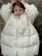 2025 Winter New Down Coat Korean Fashion Princess Floral Print Warm Cotton-padded Outerwear Kids Casual Sweetheart Parkas
