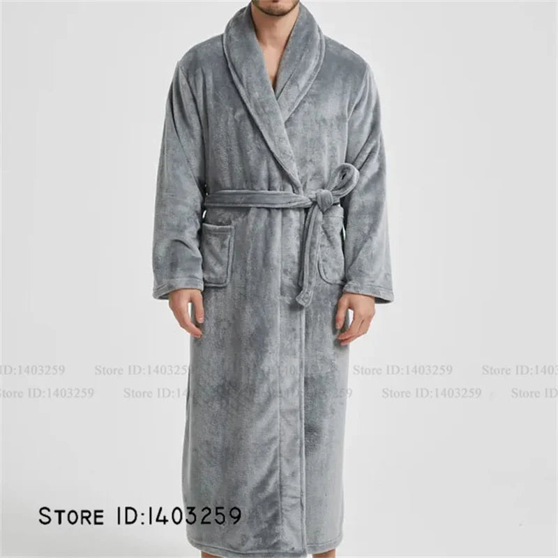 Winter Thicken Flannel Long Robe Couple Sleepwear