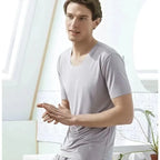Men's two-piece ice silk pajamas