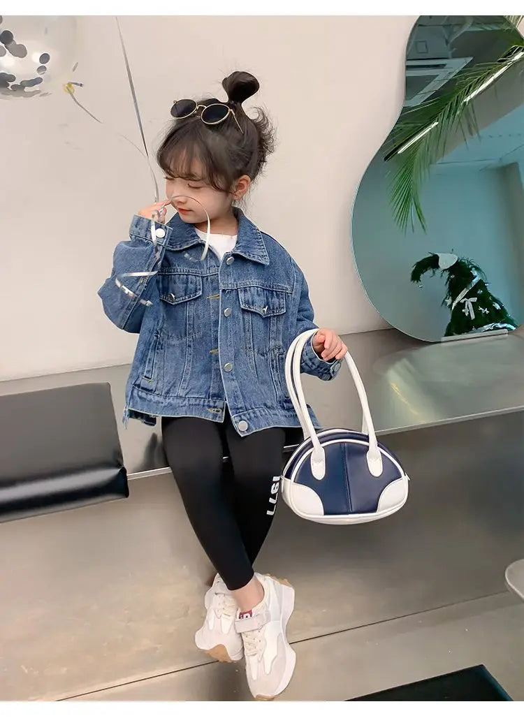 Girl Denim Jacket Spring and Autumn Children's Casual Jeans Clothes Little Girl Baby Denim Coat
