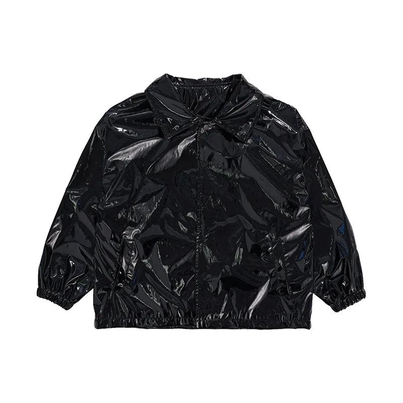Boys K-pop Fashion Leather Jacket Street Dance Cargo Pants Girl Hip Hop Streetwear Kids Children Jazz Shiny Costume Clothes Sets