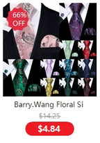 Male Luxury Neck Tie For Men Business Red Striped Silk Tie Hanky Cufflinks Set Barry.Wang Fashion Neckwear Wedding Party Casual