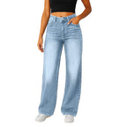 Wide-Leg Jeans Women Light Blue High-Waisted
